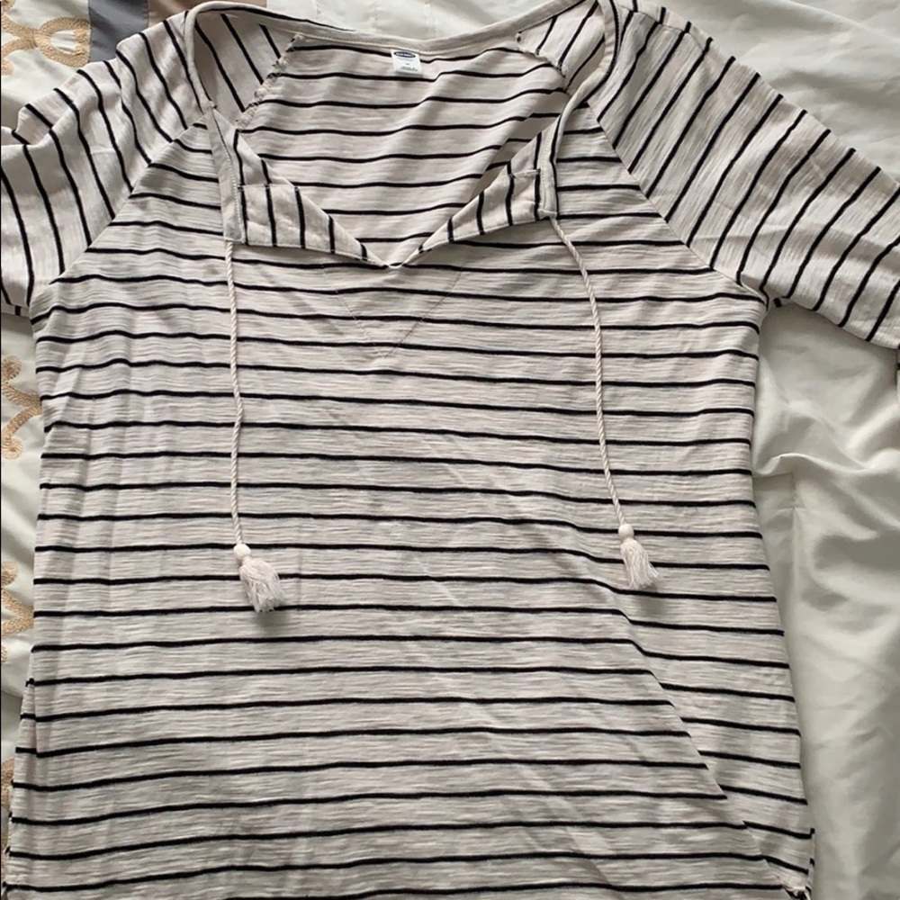 Half sleeve black and white stripped shirt